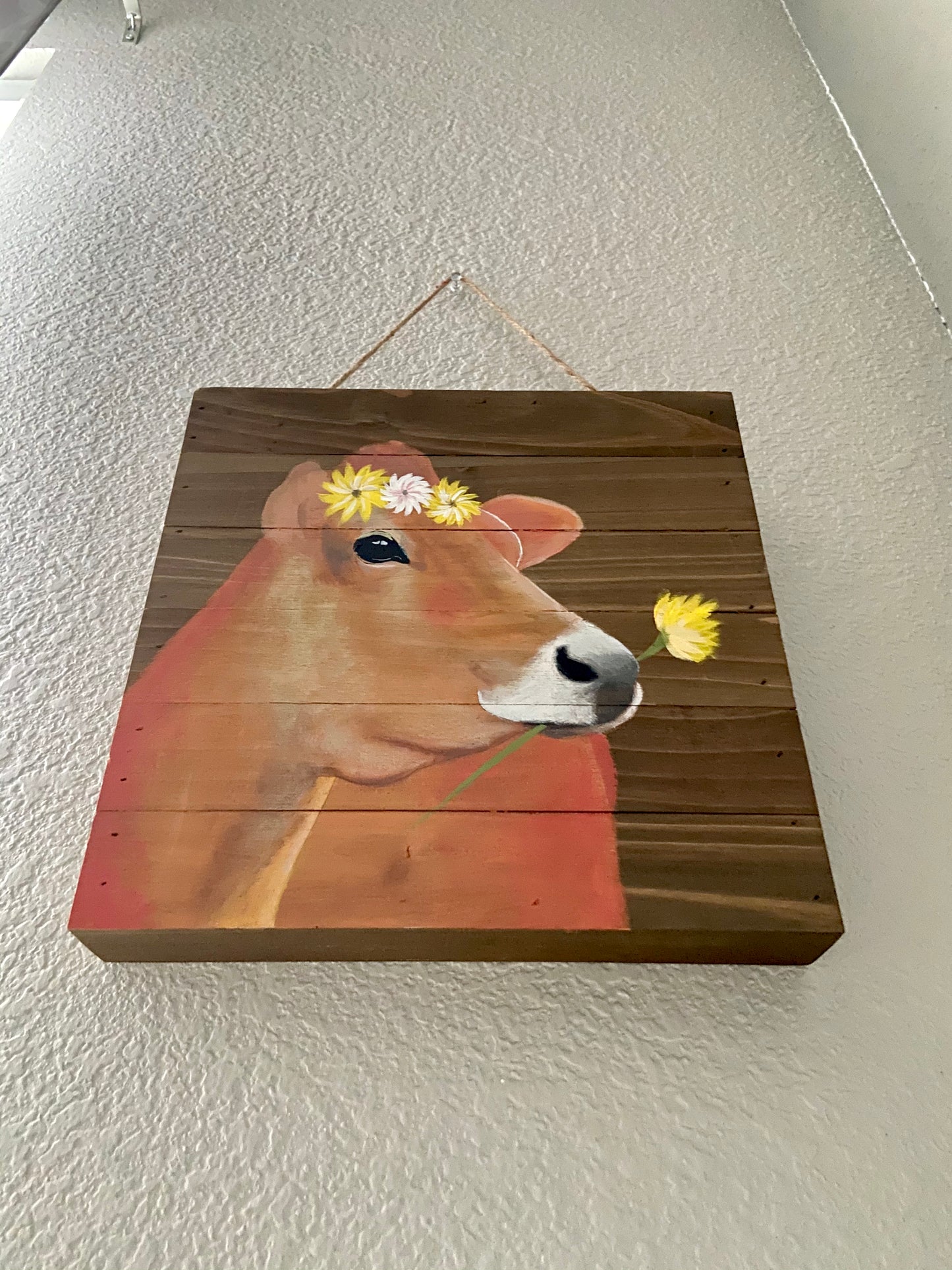 Wooden Cow Painting